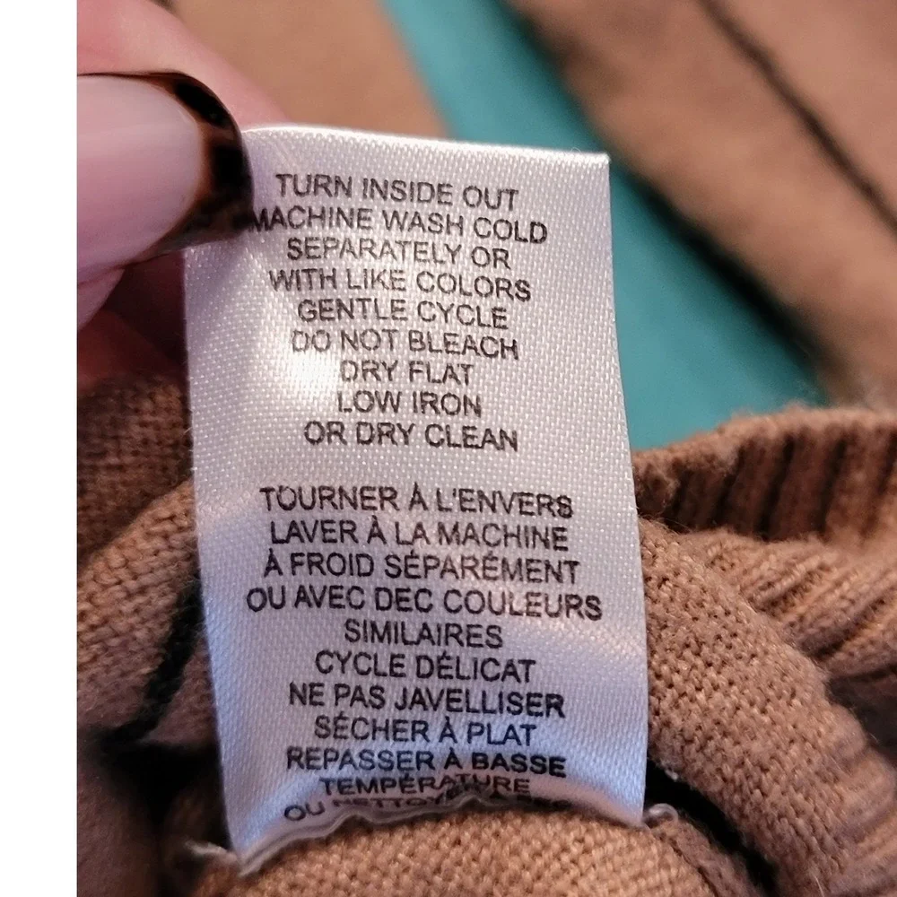 Tahari Womens Tan Black Windowpane Grid Crewneck Pullover Sweater Size Large - Picture 7 of 7